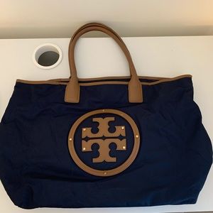 Tory Burch Ella Tote - Navy and Tan